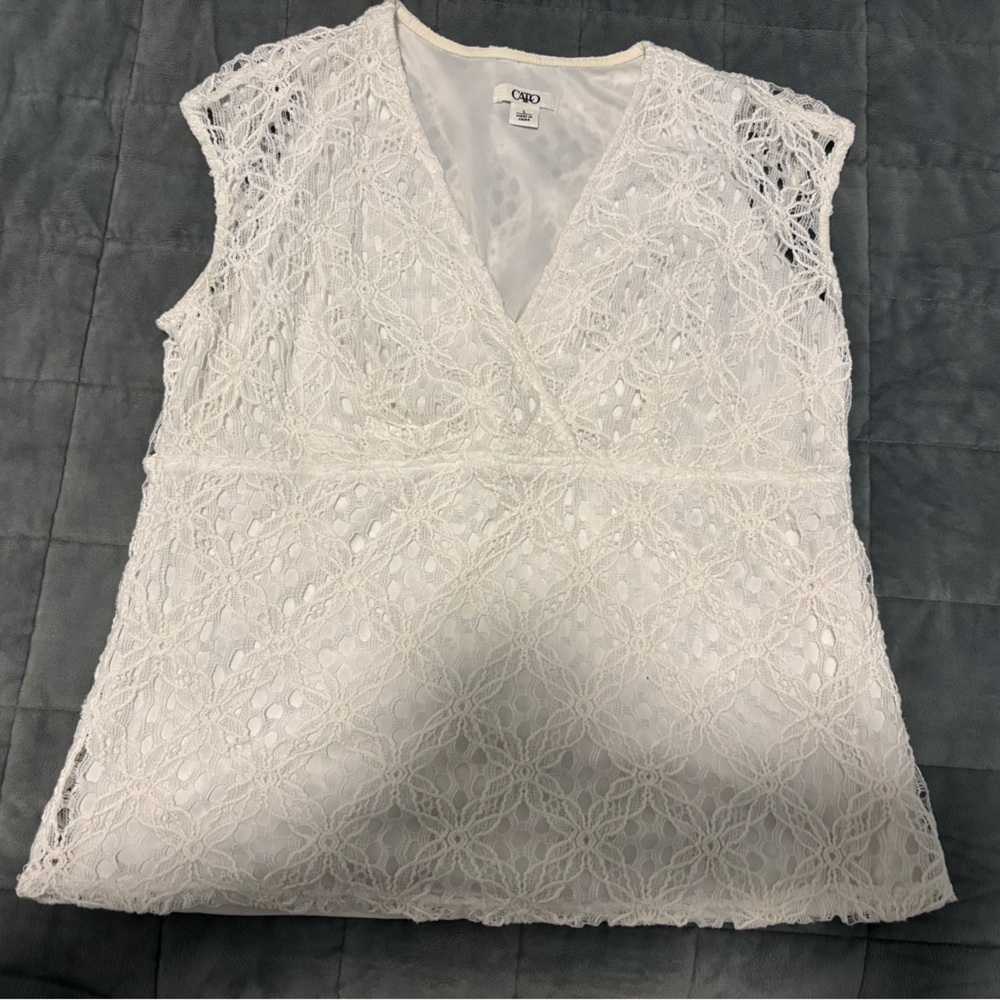 Cato White Y2K Lace Tank Top